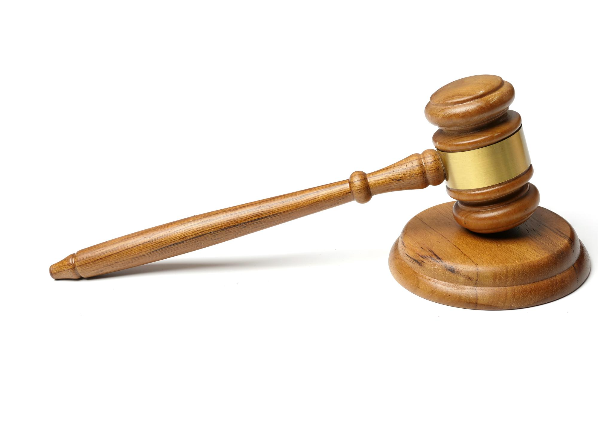A gavel on a white background 