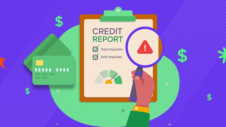 Image depicting hand-checking one's credit report through hard and soft inquiries.